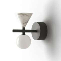 Настенный светильник Oneta черный металл / белый мрамор