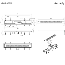 Душевой лоток AM.PM PrimeFlow 60 W02SC-P11-060-01BM с Черной матовой решеткой Cut Gradient