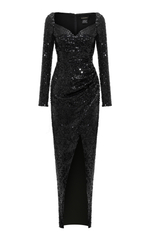 Платье макси из пайеток драпированное