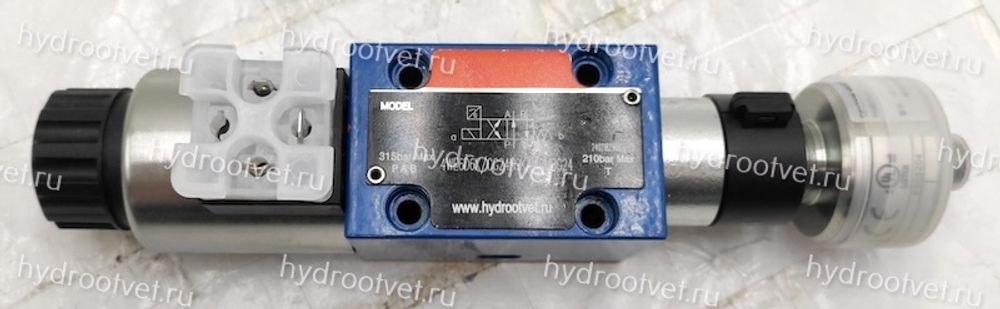 4WE6D6X/СG24N9K4/QMBG24 - Гидрораспределитель с датчиком положения золотника, Ду 6 с электроуправлением, схема D (574А), электроуправление G24, возврат - пружинный