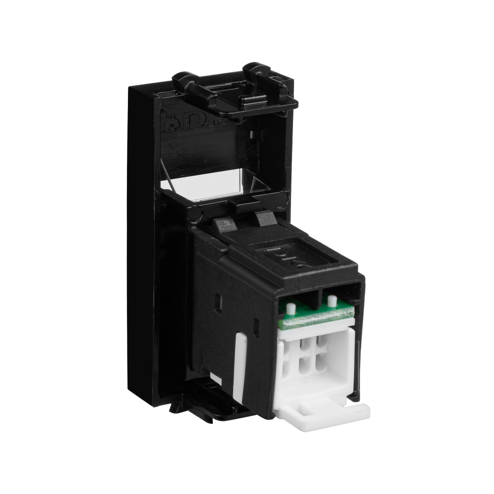 Компьютерная розетка RJ-45 модульная, кат.6А, "Avanti", "Черный квадрат", 1 модуль