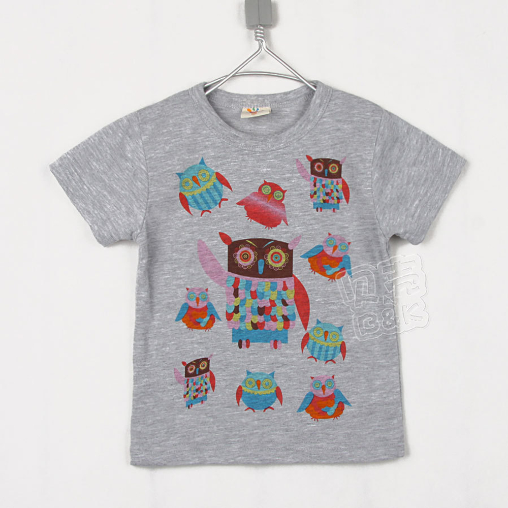 Футболка однотонная с принтом совы