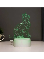 Светильник сенсорный «Кот сидя» LED 7 цветов USB/от батареек