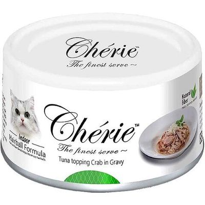Влажный корм для кошек PETTRIC Cherie Hairball Control с тунцом и мясом краба в подливе, банка 80 г