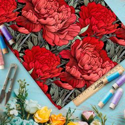 Ткань премиум сатин цветочная фантазия