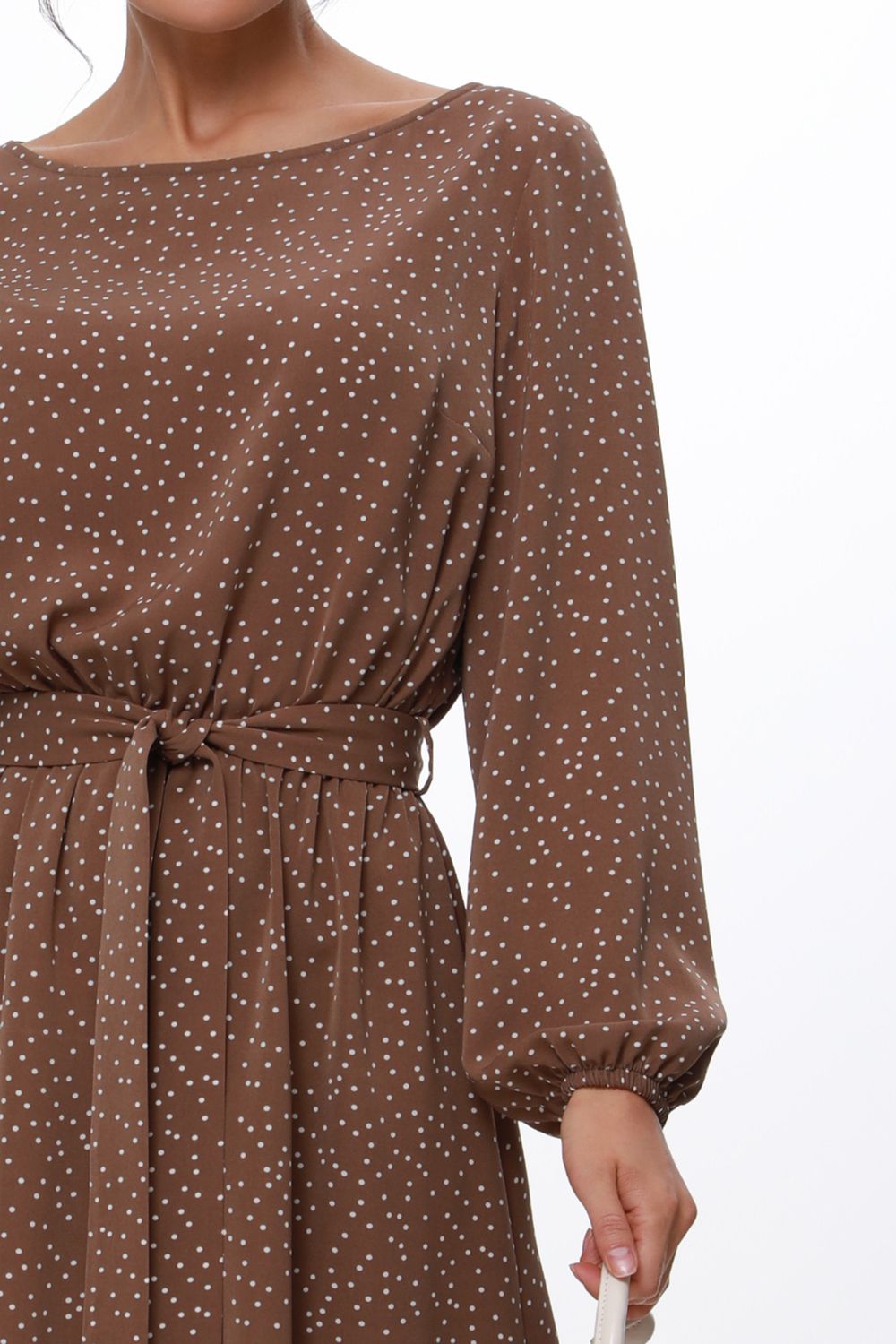 Платье с поясом светло-коричневое DStrend (Акция)