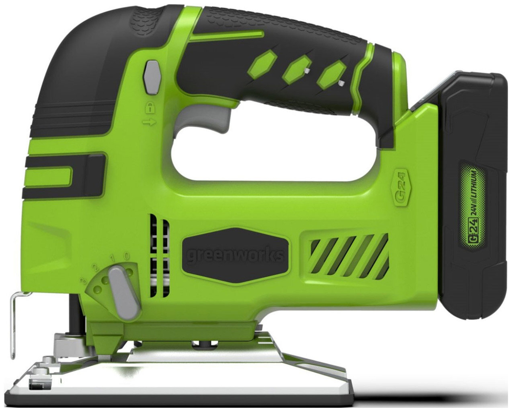 Лобзик аккумуляторный GREENWORKS GD24JS 24В,100мм-дер.,8мм-сталь,б/щ,без АКБ и ЗУ (3601407)