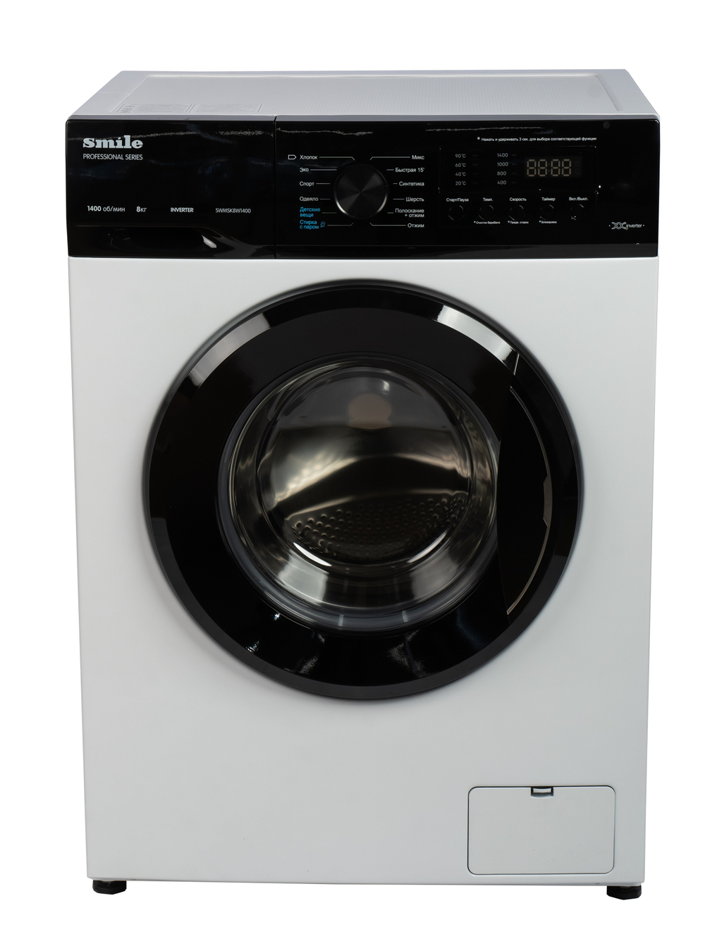 Стиральная машина SMILE SWMSK7W1400 белый/черный (Загрузка белья 7кг, пар, инвертор)