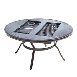 Стол круглый с электрическим барбекю из литого алюминия БАРБЕКЮ-2 «BBQ-2» D136 см