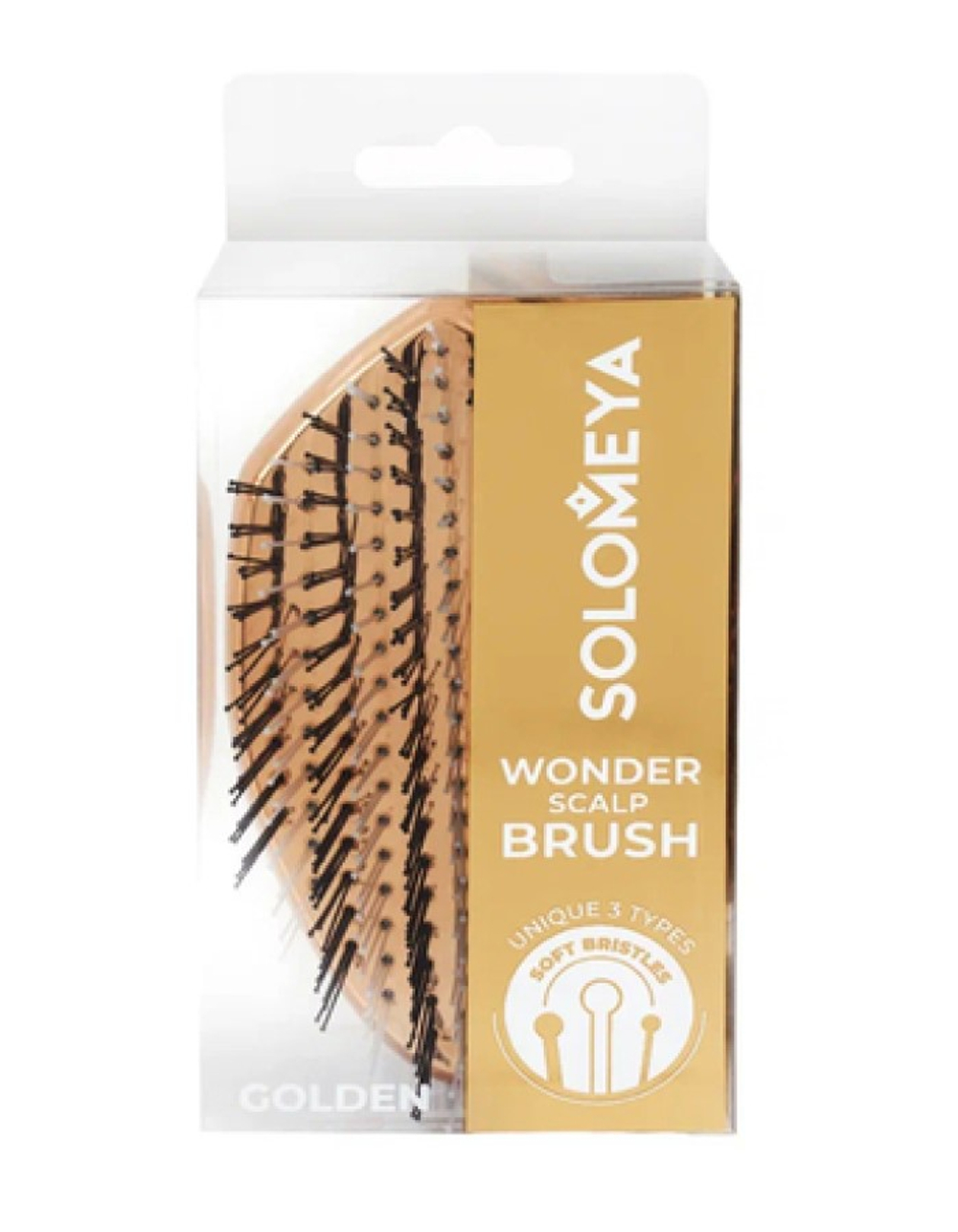 [Solomeya] Мини-расческа для распутывания, массажа и мытья кожи головы ЗОЛОТАЯ Wonder Scalp Brush Golden Mini, 1шт