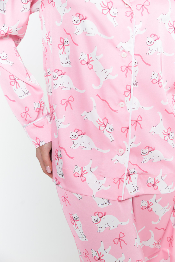 Шеклвая пижама розовые кошечки - S размер