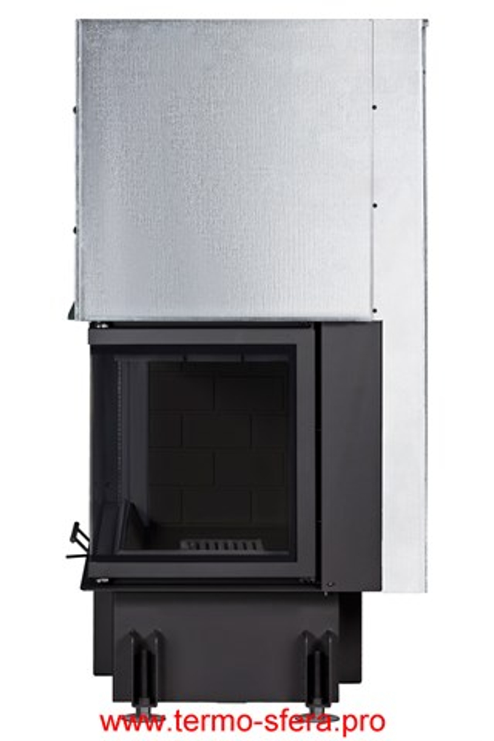 Каминная топка Экокамин ДЕЛЬТА 800 RB два стекла правая принтинг черный шамот