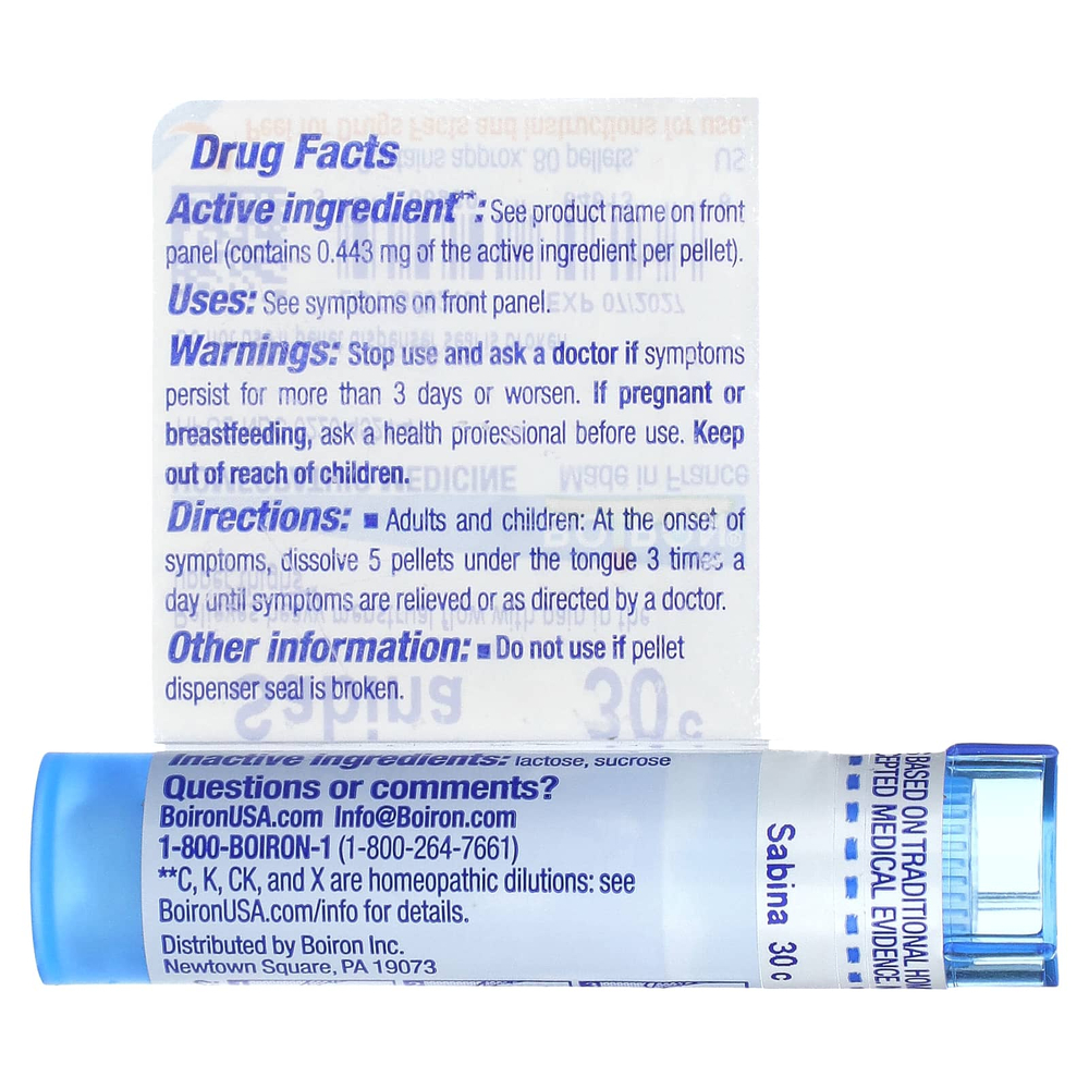 Boiron, Sabina, 30C, обезболивающее при менструации, примерно 80 гранул