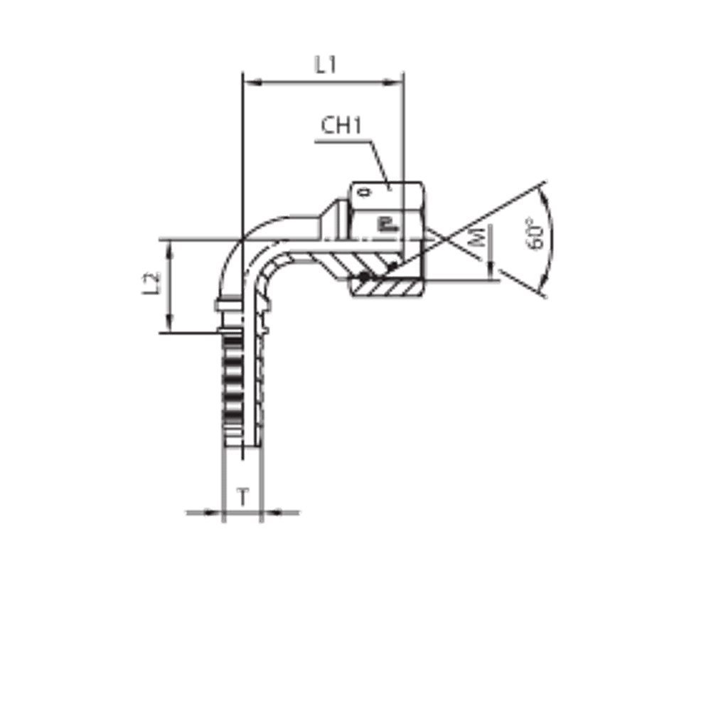 Фитинг DN 08 DKM (Г) 16x1.5 (90) (штифтованная гайка, o-ring)