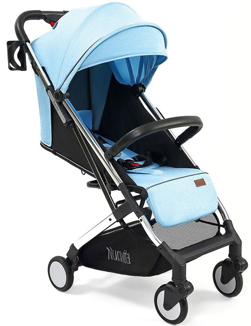 Детская прогулочная коляска Nuovita Anima Blu, Argento / Голубой, Серебряный