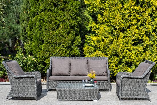 "Гляссе" диван трехместный из искусственного ротанга, цвет графит