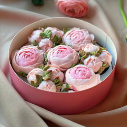 Букет «Розовый рассвет» в шляпной коробке