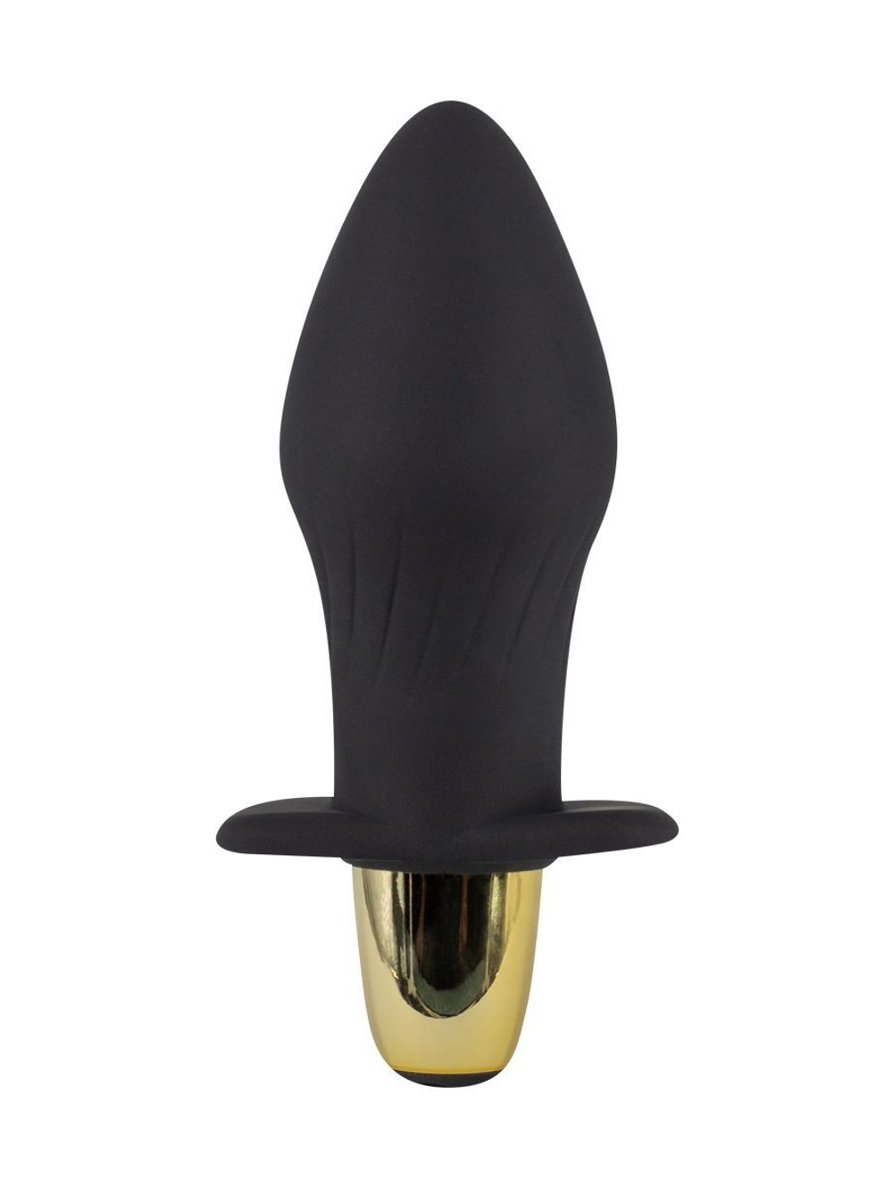 Черная силиконовая анальная пробка с вибрацией - 10,5 см. (Цвет: черный)