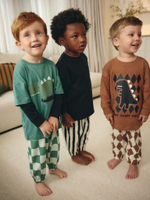 Лонгслив для мальчика Next B33-805, 3 шт., Зеленый, Черный, Кирпичный