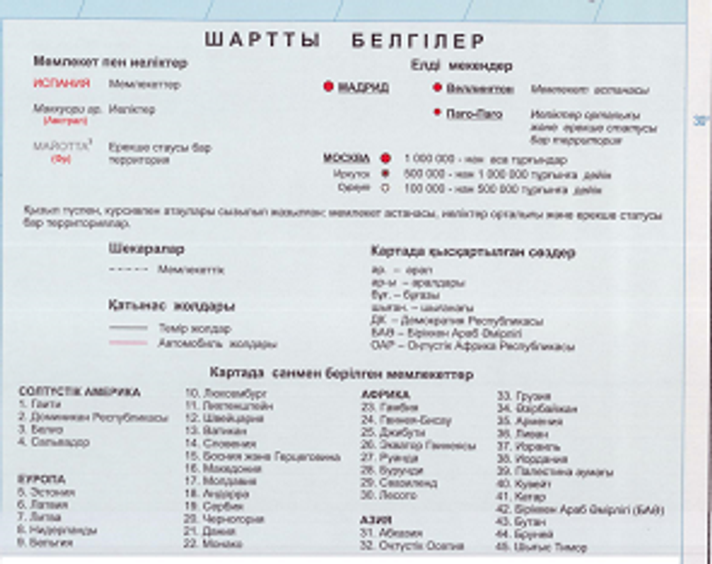 Политическая карта мира (1,50 : 2,10 м ) , большая настенная ,на казахском языке, 2025 год