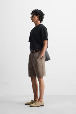 ZARA ФУТБОЛКА КЛАССИЧЕСКОГО КРОЯ СРЕДНЕЙ ПЛОТНОСТИ, ЧЕРНЫЙ