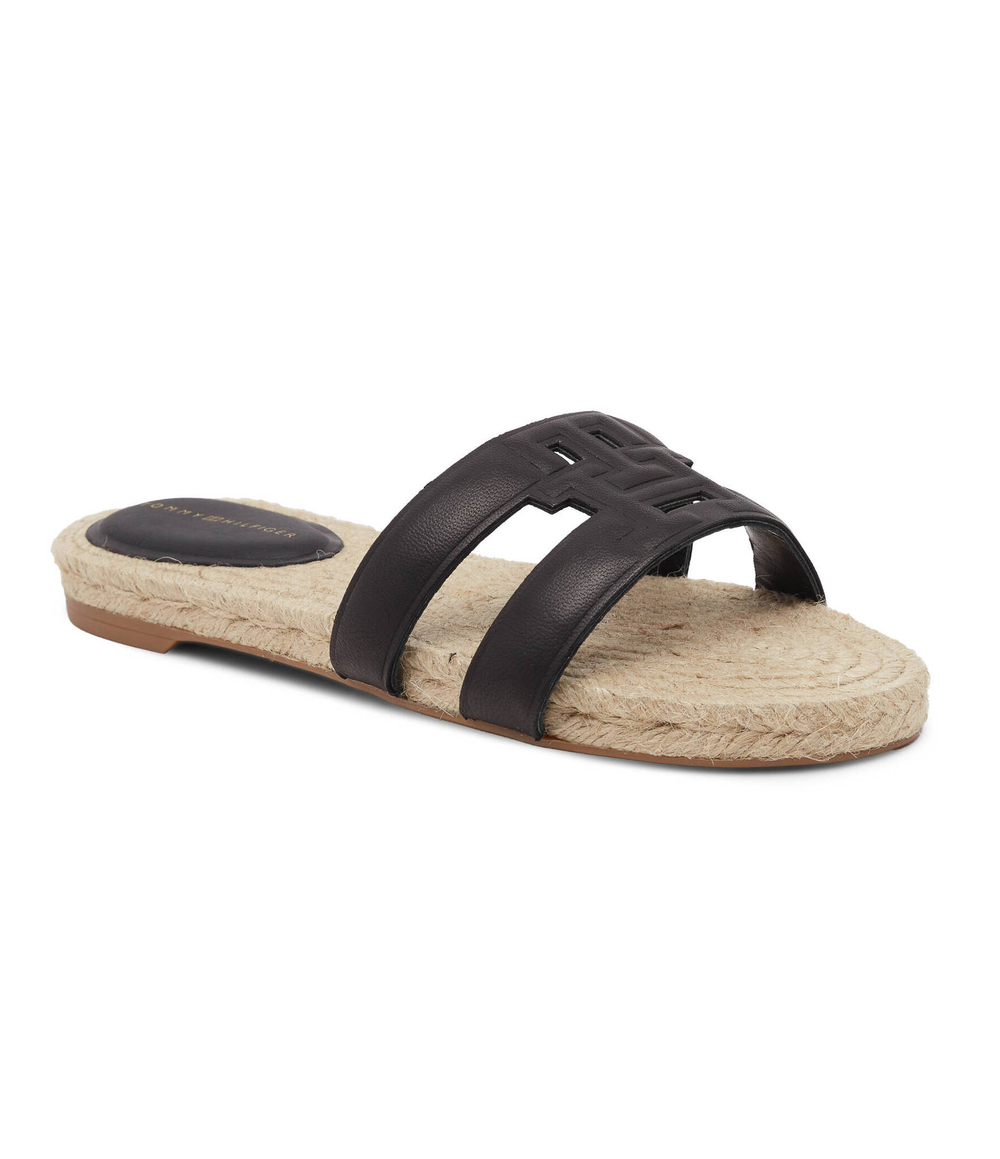 Шлепанцы кожаные emboss Tommy Hilfiger - черный(FW0FW07928)