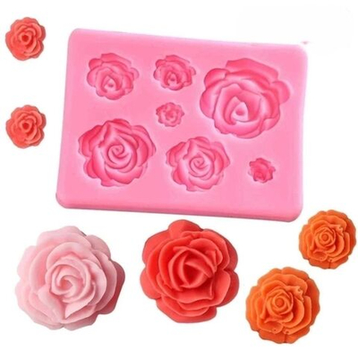Молд силиконовый Розы, микс размеров