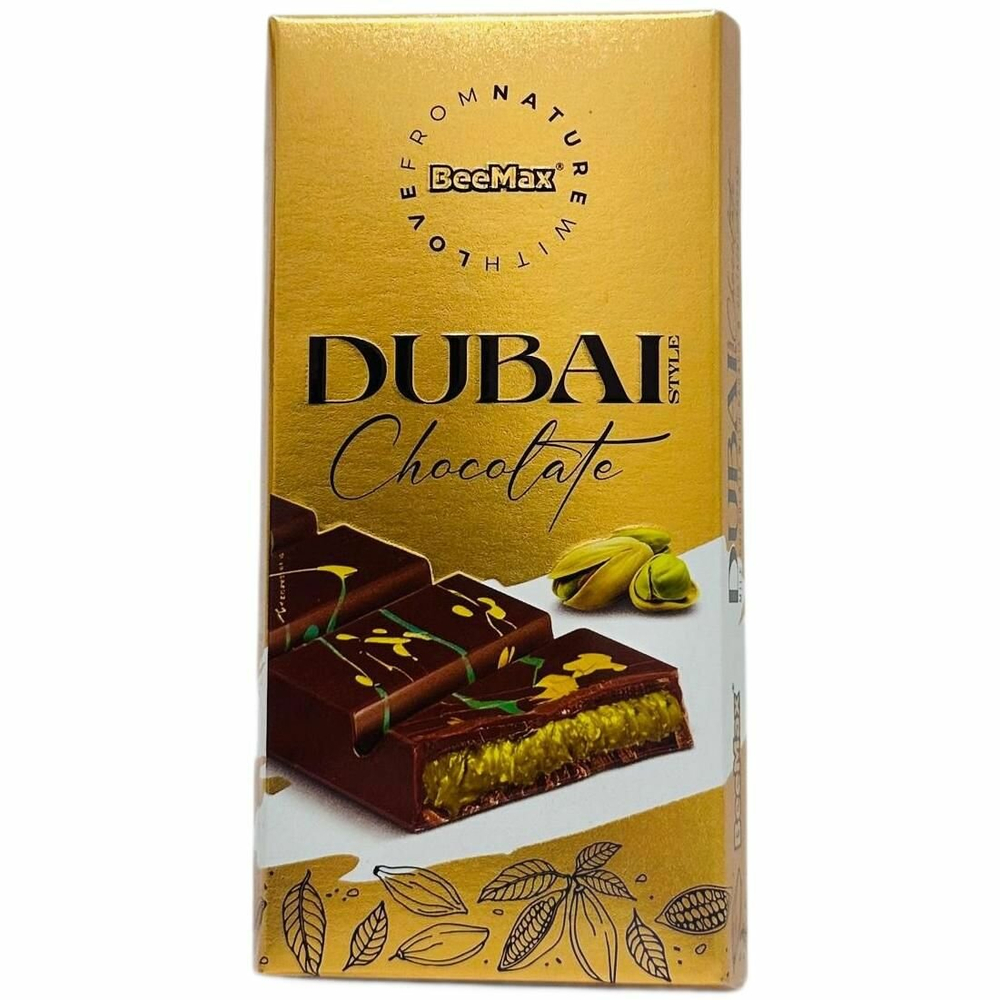 Шоколад молочный BeeMax "Dubai Style", фисташковая начинка, в картонной коробке, 200г