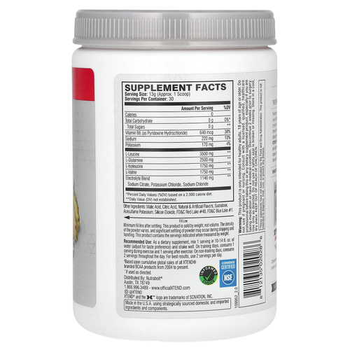 XTEND, 7 г BCAA, фруктовый пунш, 390 г (13,8 унции)