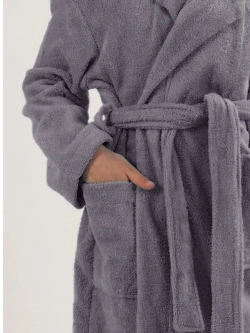 Халат детский махровый "Элит" с капюшоном, цвет: 910-Серый