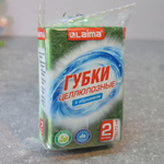 Губка для посуды 11*7*2см 2шт целлюлоза, LAIMA