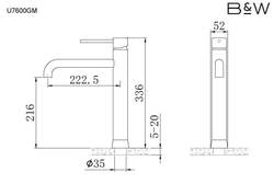 Смеситель для раковины Black&White Universe Gun Metal (U7600GM)