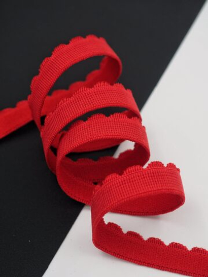 Резинка отделочная красная ажурная ширина 12 мм с учетом фестона