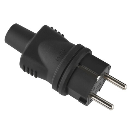 Вилка duwi с/з 16A IP44 каучук черная