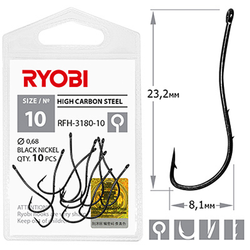 Крючок рыболовный RFH-3180 №12 ( упк по 10шт)