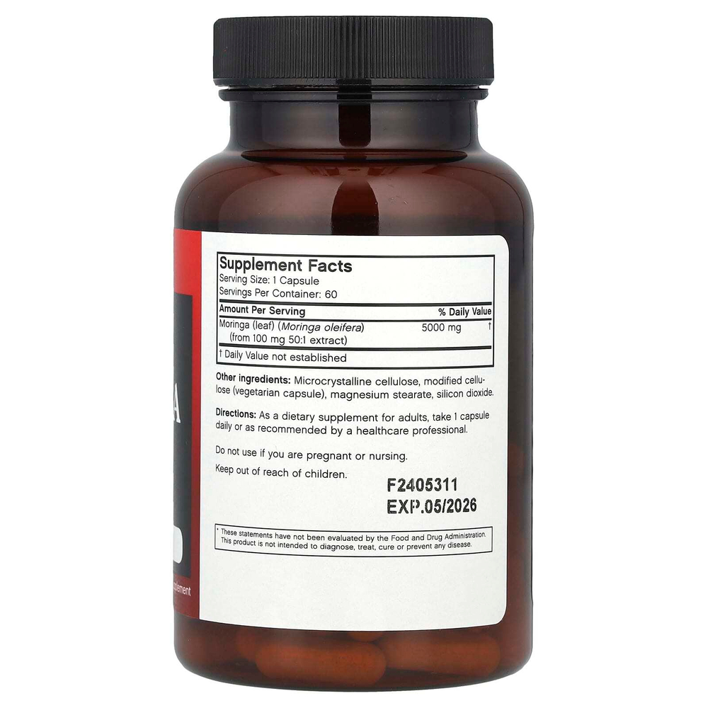 Futurebiotics, моринга, 60 вегетарианских капсул (5000 мг в 1 капсуле)