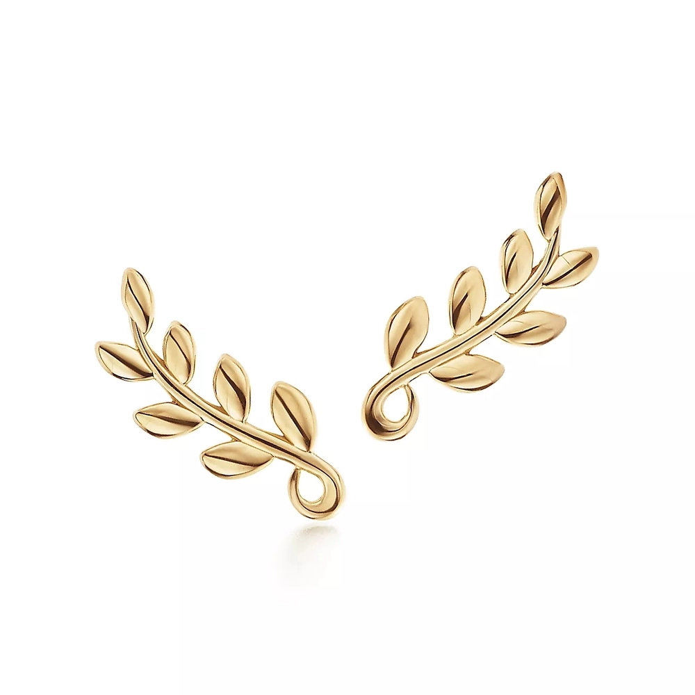 Серьги из жёлтого золота 18k, Tiffany 🌿 Оливковая ветвь.