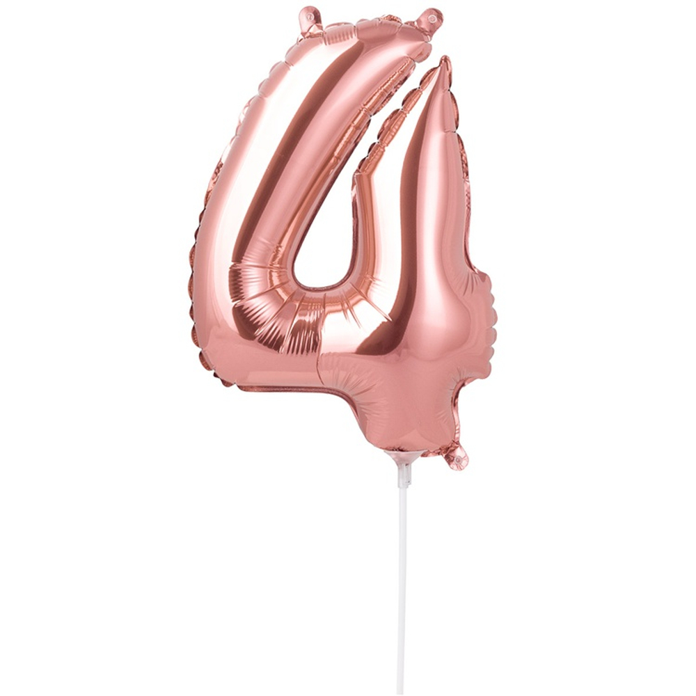 Шар фольгированный Цифра 4 40 см (Розовое Золото)