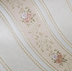 Обои бумажные Д877-02 Ситчик, полоска, флористика 0,53х10,05 м