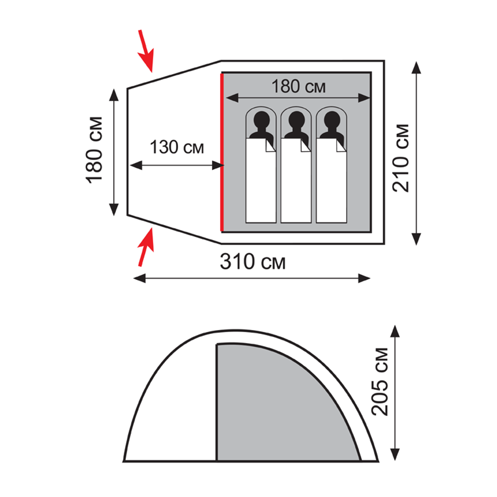 Totem палатка Apache 3 V2, зеленый