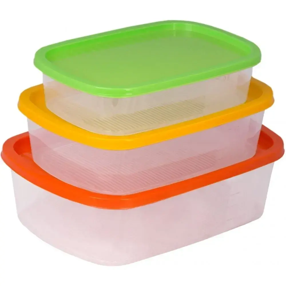 Набор прямоугольных контейнеров 3 шт 1,0;1,6;2,3 л BioFresh МИКС