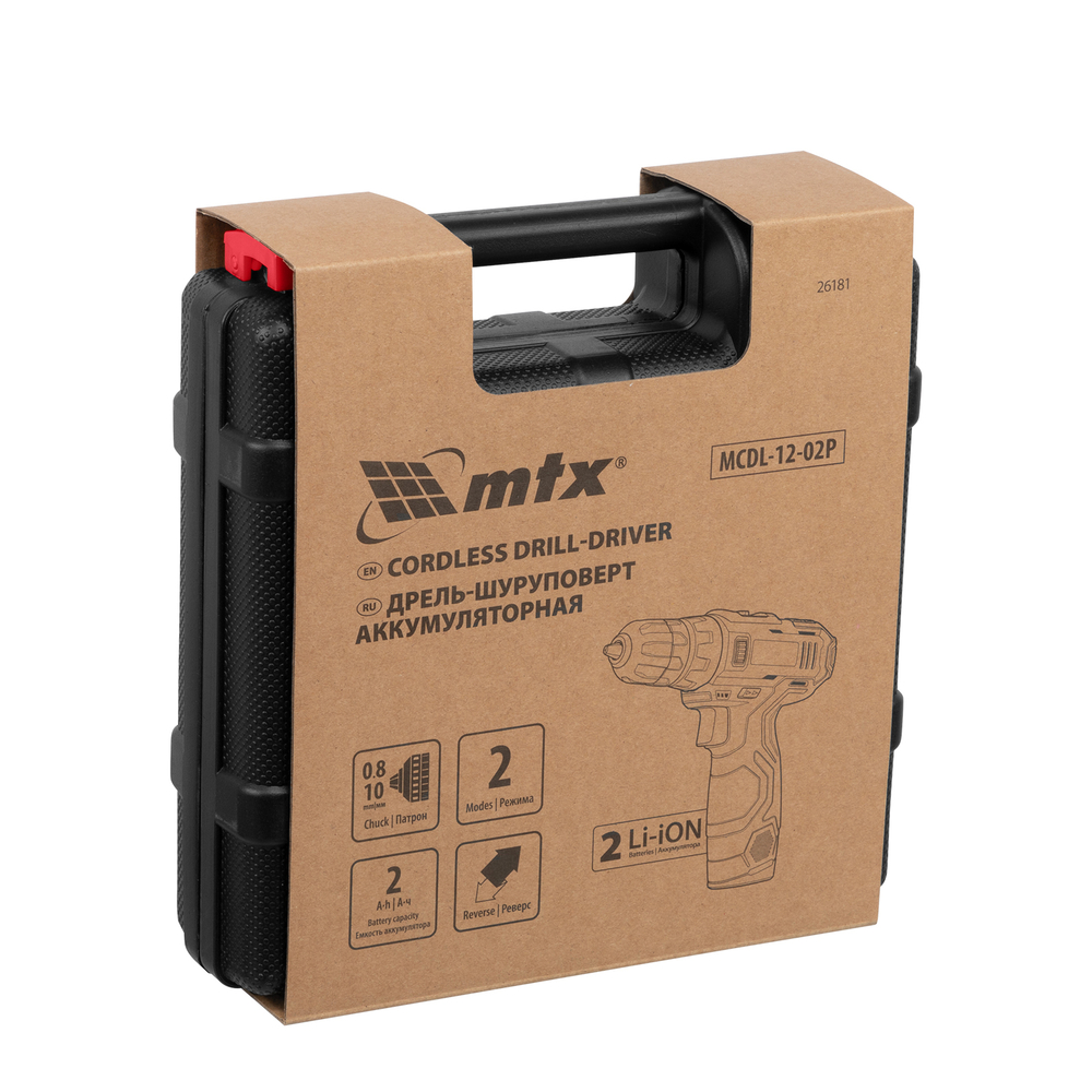 MTX Дрель-шуруповерт аккумуляторная MCDL-12-02P Li-Ion 12В 2аккумулятора
