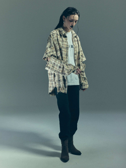 Рубашка Grunge с отстегивающимися рукавами, бежево-черная