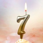 Свеча Цифра, 7, Золото/Серебро, Градиент, 8 см, 1 шт.