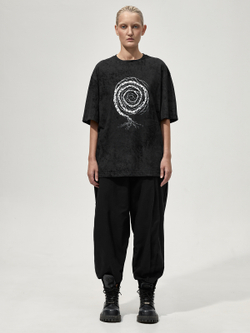 Футболка с принтом "Некому березу заломати". Черно-серая