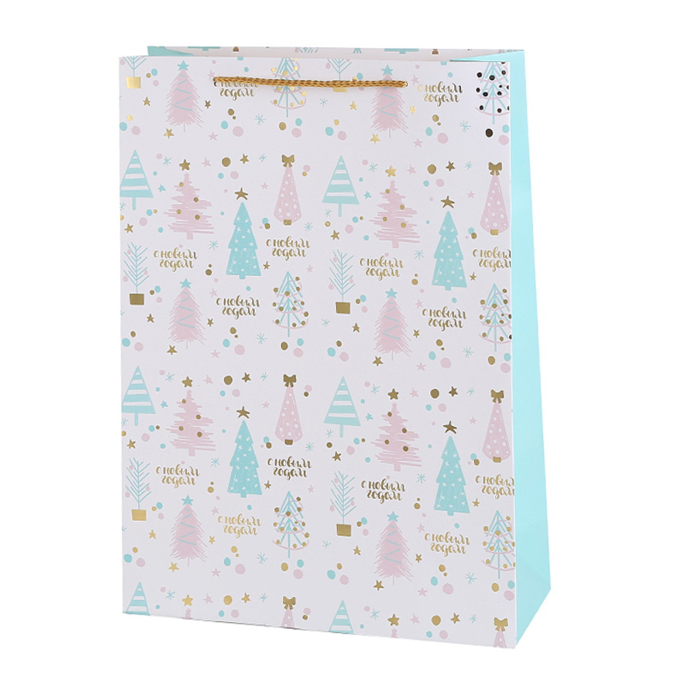 Пакет подарочный "С Новым Годом. Елочки" 31*12*42 см