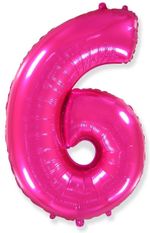 Шар (40"/102 см) Цифра, 6, Фуше, в упаковке