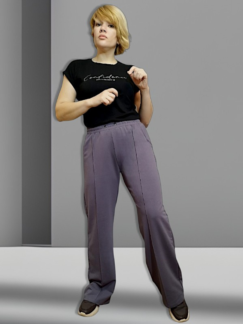 OWS-77 Брюки женские с карманами (футер 2-х нитка) (XL (52))