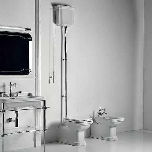 Унитаз напольный Kerasan Waldorf 4116 с высоким бачком 4180 Белый/хром