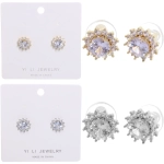 Серьги из гиппоалергенного металла со стразами «ПАЛУМНА», классика, цвет золото и серебро, 1,3-dсм